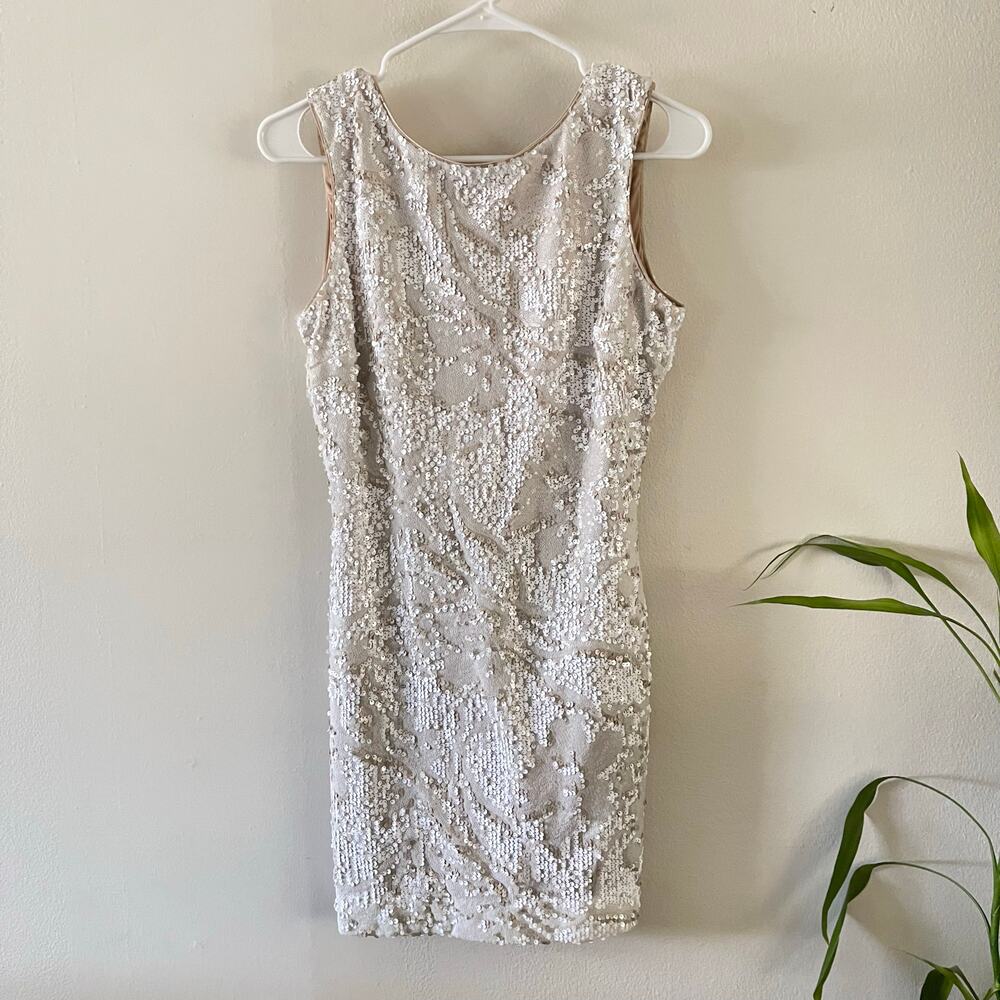 Dress the Population Silver Sequin Mini Dress